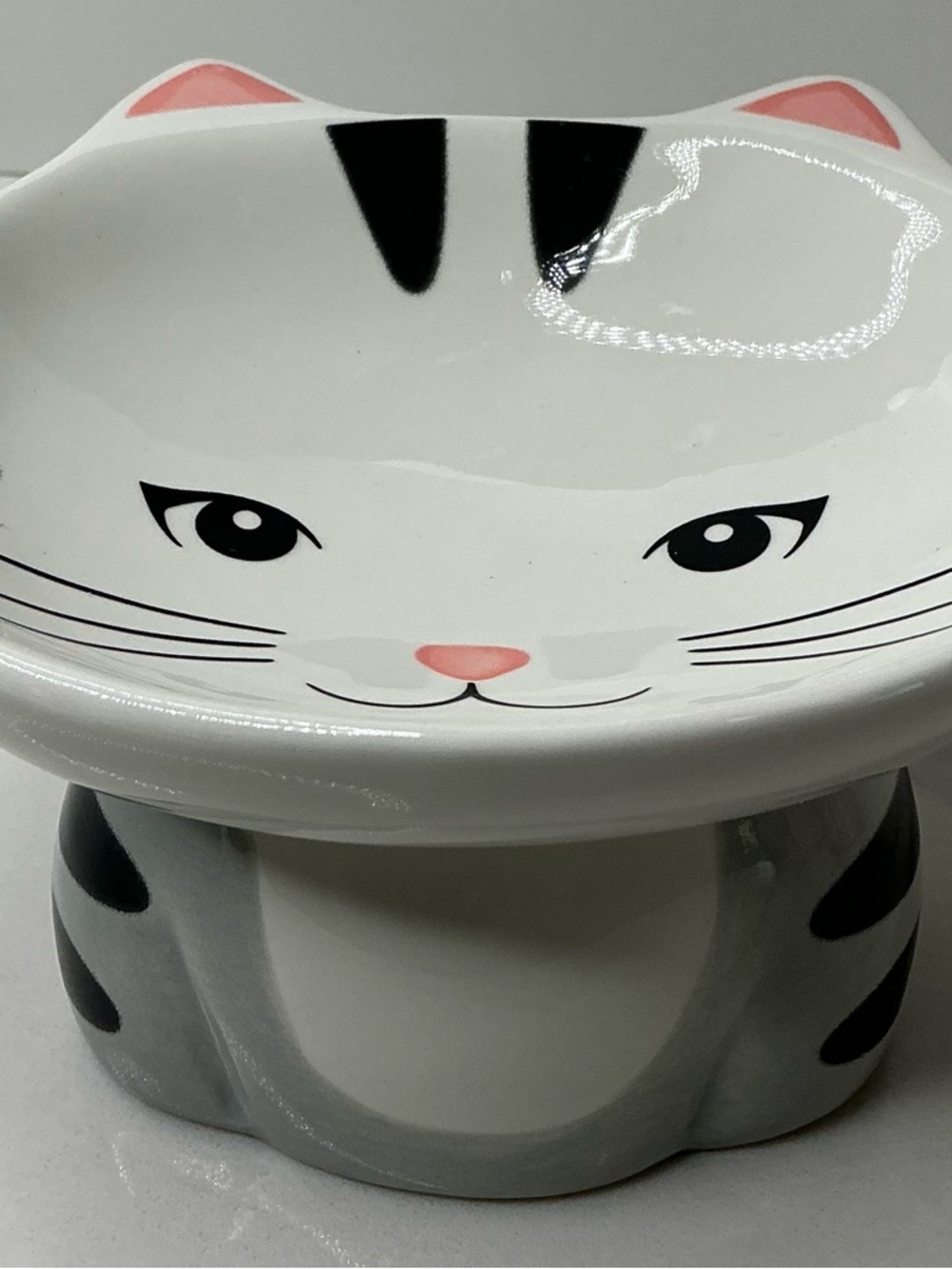 Spectrum Designz Cat Bowl Elevated Pedestal Ceramic Cat Face Bowl New
